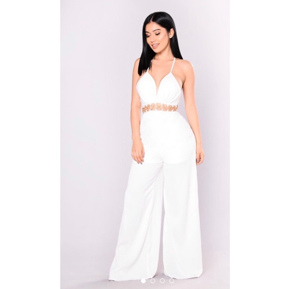 ivory wide leg jumpsuit